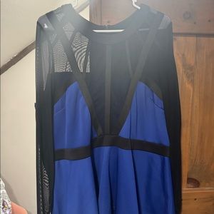 Fashion to figure black and blue sheer peplum top